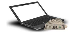 laptop and money